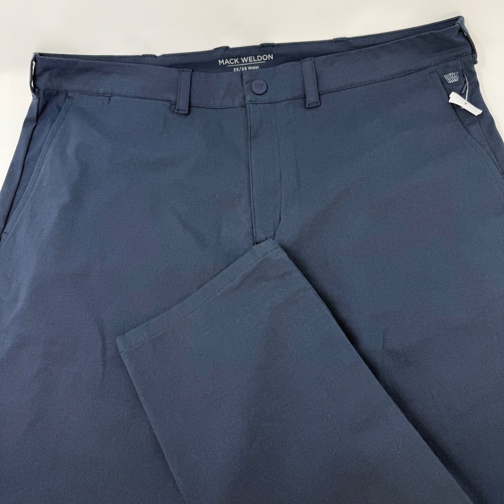 Mack Weldon Radius Flex Chino Pants Mens 36x32 Navy Blue Stretch Cotton NEW